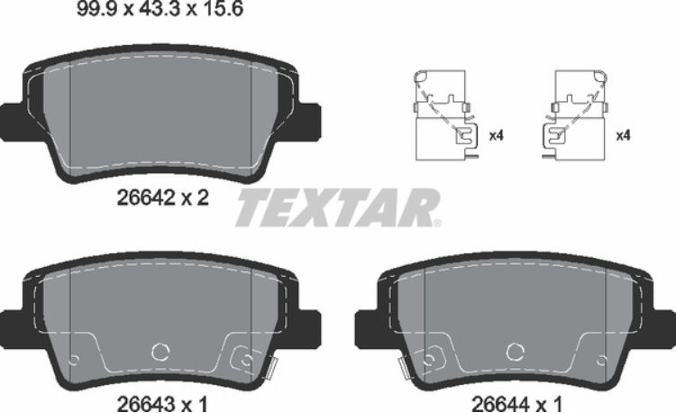 TEXTAR 2664201 HYUNDAI, Brake Pad Set - 2147601