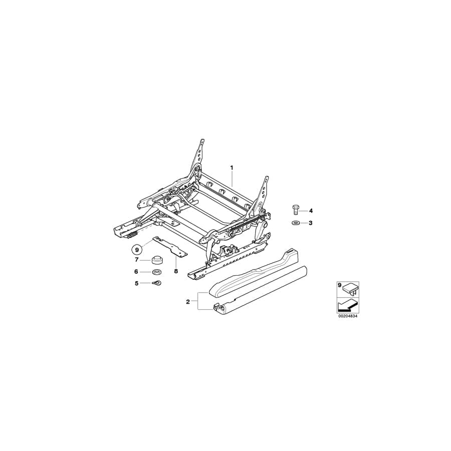 Genuine BMW 52108099432 E53 E83 Covering Seat Rail Right SCHWARZ (Inc. X3, X5 4.6is)