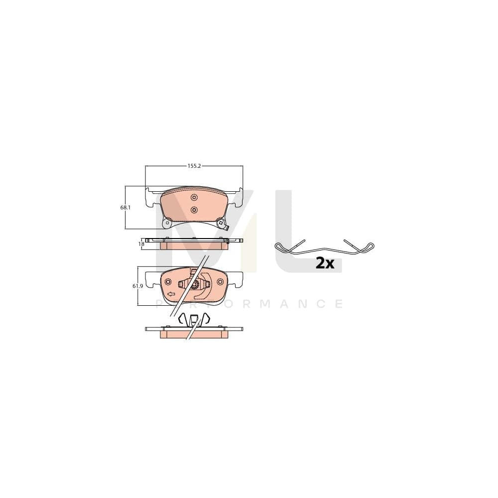 TRW Gdb2091 Brake Pad Set Incl. Wear Warning Contact