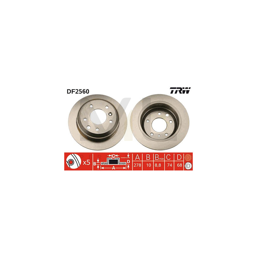 TRW DF2560 Brake Disc for JAGUAR XJ Solid - 1 piece