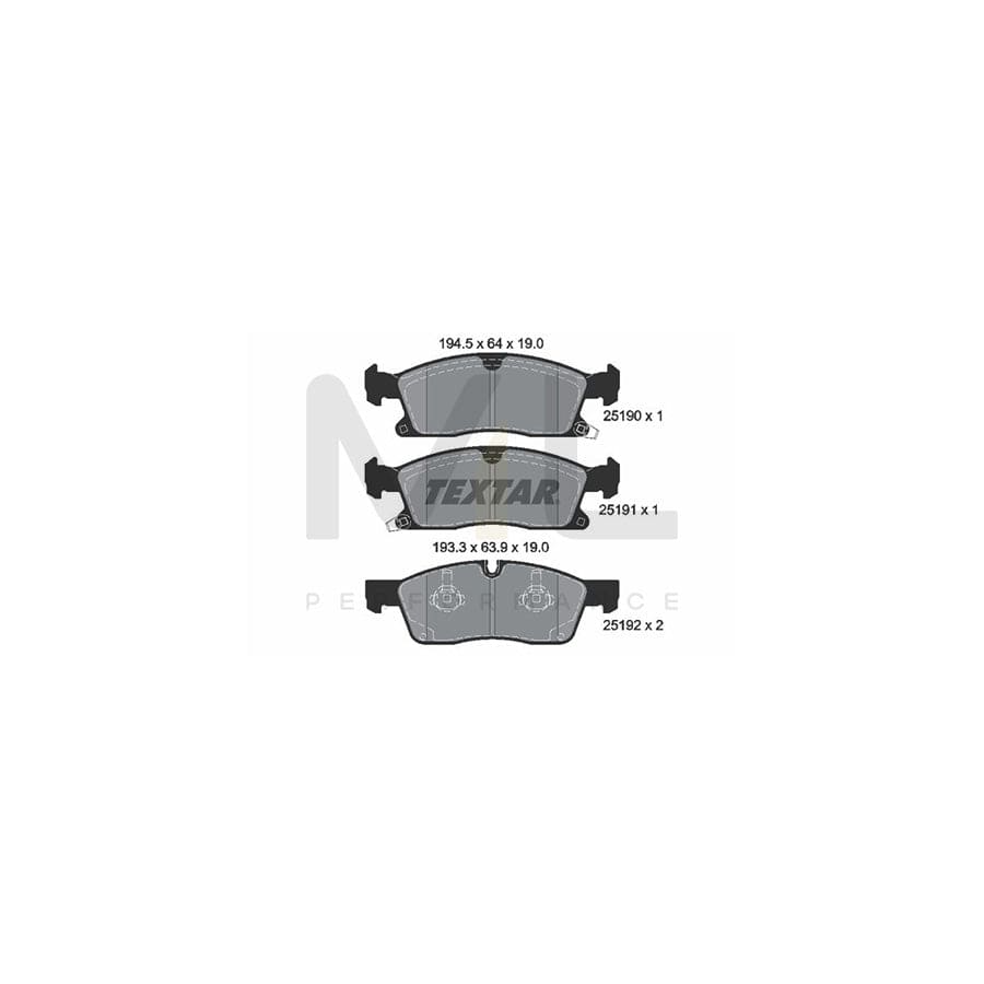 TEXTAR 2519002 Brake pad set with acoustic wear warning