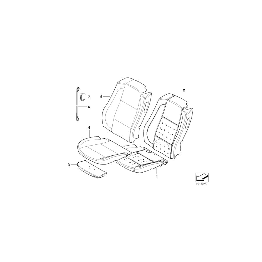 Genuine BMW 52107052434 E64 Foam Pad Sports Seat, Right (Inc. 630i, 645Ci & M6)