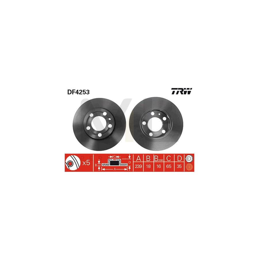 TRW DF4253 Brake Disc Vented, Painted - 1 piece