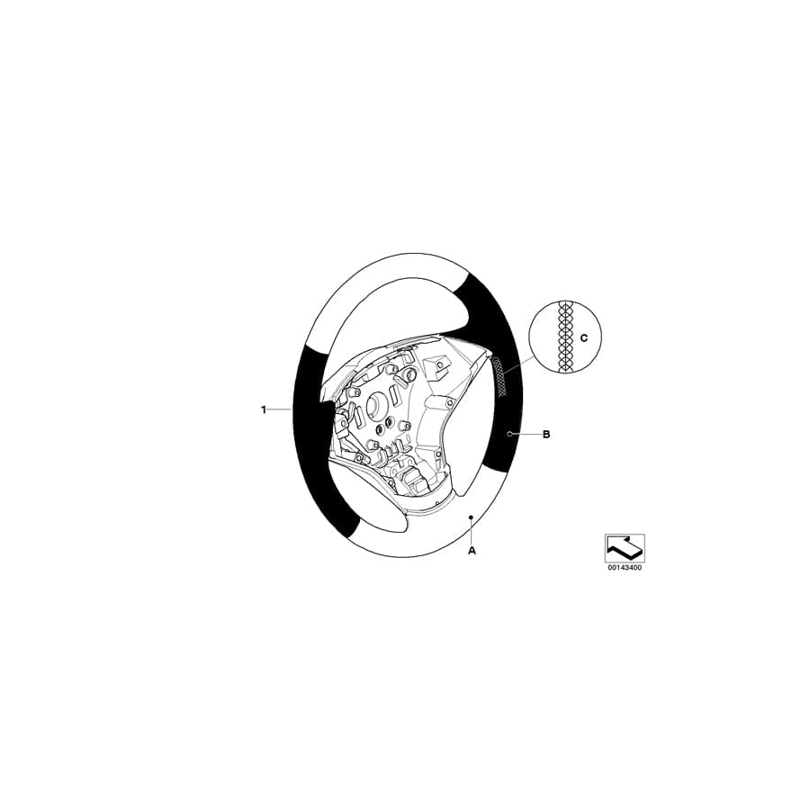 Genuine BMW 32347963272 E63 E64 E61 Airbag Sports Steering Wheel, Leather BICOLOR (Inc. 525xi, 650i & 635d)