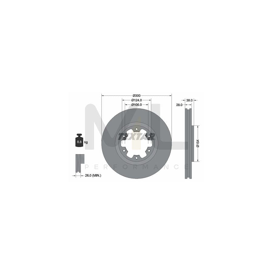 TEXTAR 92109500 Brake Disc Internally Vented, without wheel hub, without wheel studs - 1 piece
