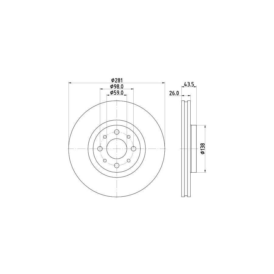 Hella 8DD 355 134-971 Brake Disc For Fiat 500