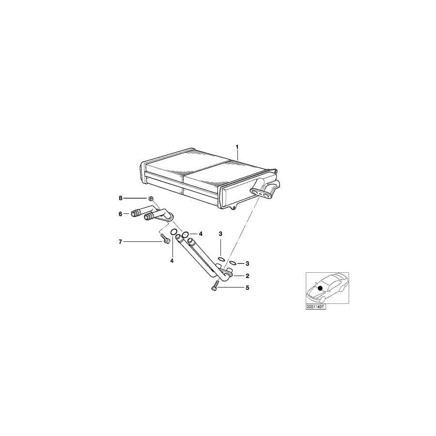 Genuine BMW 64118361921 E36 Aluminium Double Pipe (Inc. 318ti, 316i 1.6 & 316g)