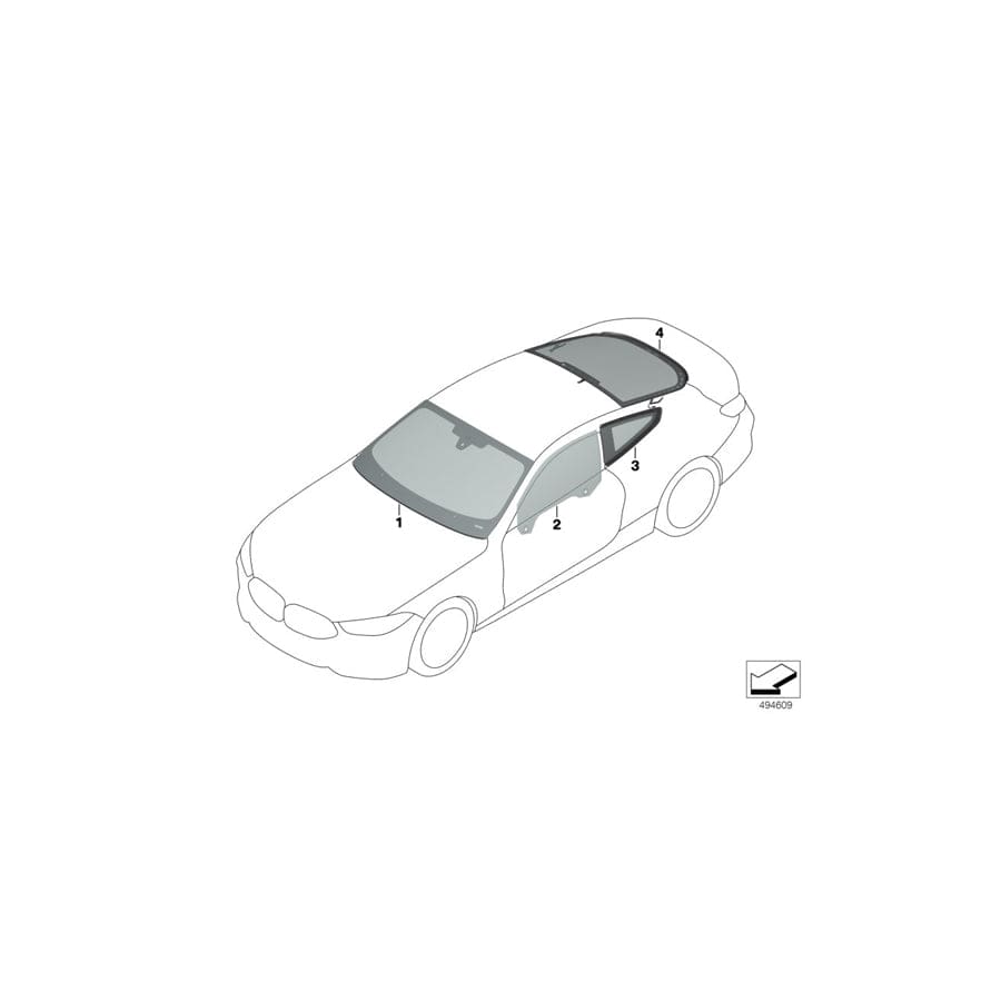 Genuine BMW 51377476948 F92 G15 Side Window, Rigid, Rear Right SSG (Inc. M850iX, 840i & M8)