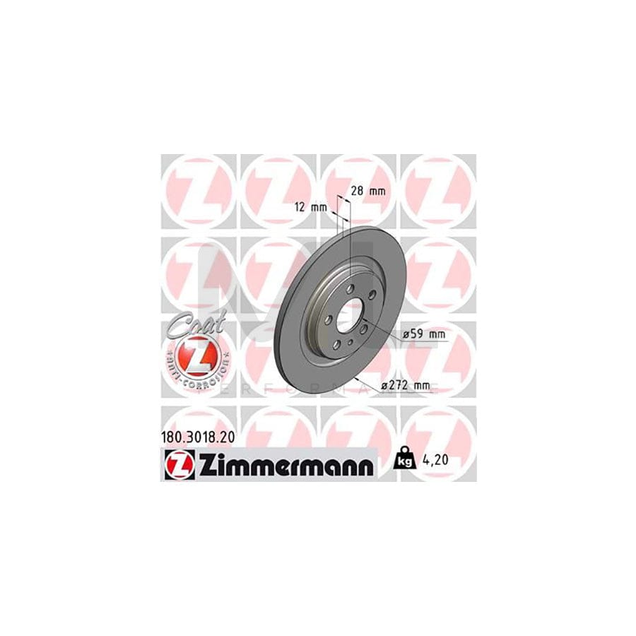 ZIMMERMANN COAT Z 180.3018.20 Brake Disc Solid, Coated - 1 piece