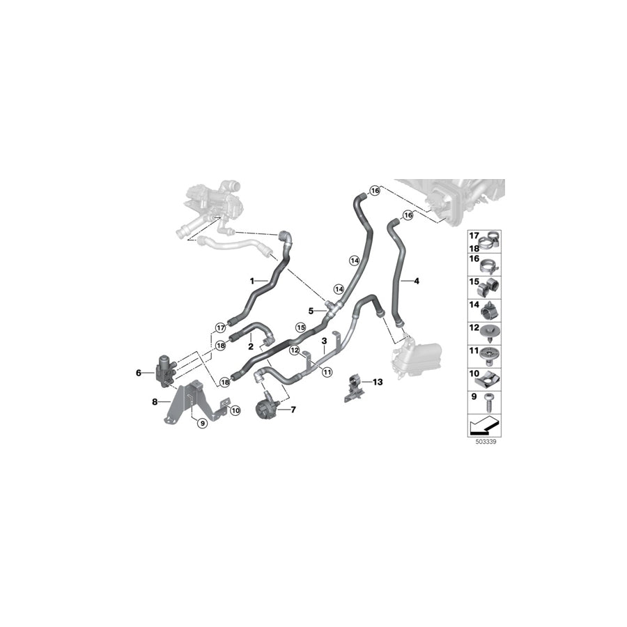 Genuine BMW 64219398819 G05 Coolant Hose Radiator Feed 4 (Inc. X5 45eX)