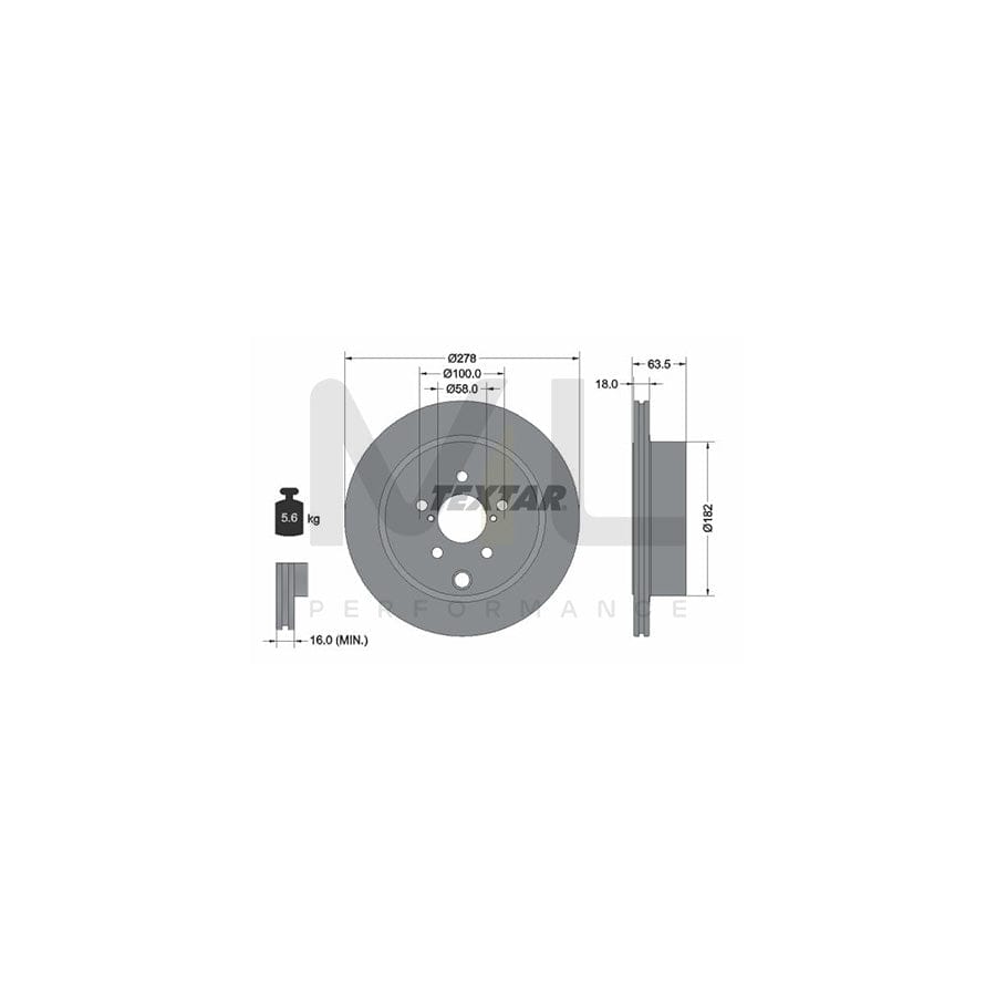 TEXTAR PRO 92278503 Brake Disc for SUBARU FORESTER Internally Vented, Coated, without wheel hub, without wheel studs - 1 piece
