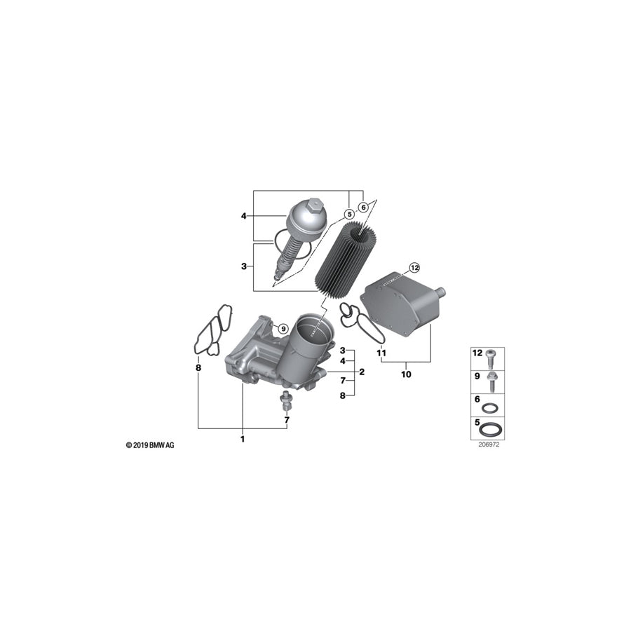 Genuine BMW 11427805408 E70 E61 E66 Oil Filter With Oil Cooler Connection (Inc. X5 3.0sd, 335d & 330Cd)