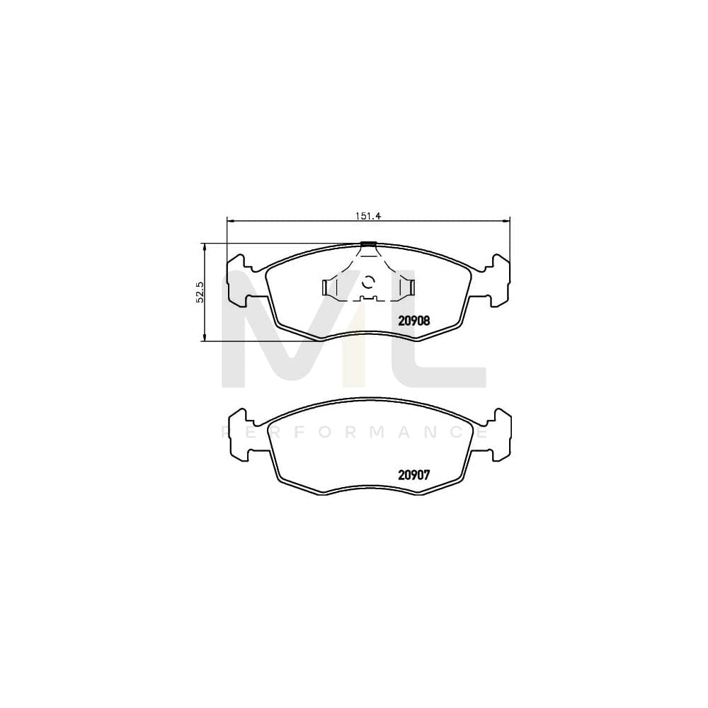 Hella 8DB 355 007-331 Brake Pad Set Not Prepared For Wear Indicator | ML Performance Car Parts