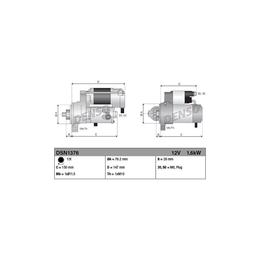 DENSO DSN1376 Starter Motor