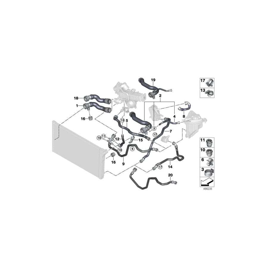 Genuine BMW 11537800104 F07 F02 F11 Coolant Hose (Inc. 740dX, X6 30dX & 530d)