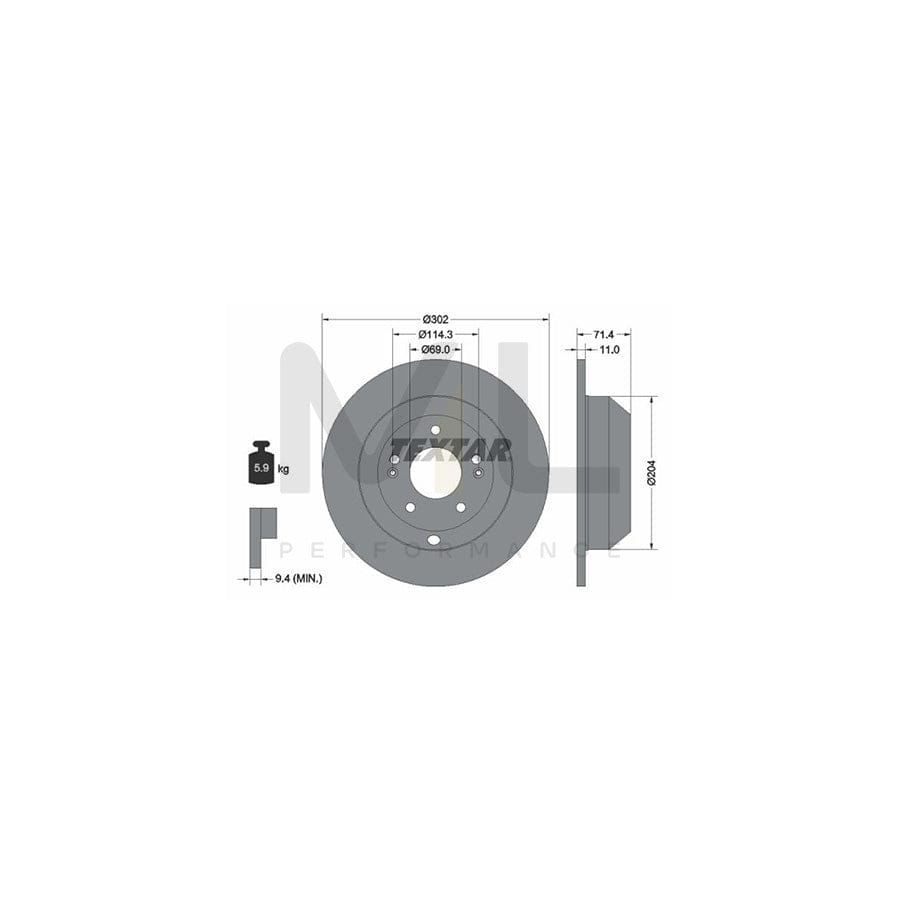 TEXTAR PRO 92223403 Brake Disc Solid, Coated, without wheel hub, without wheel studs - 1 piece