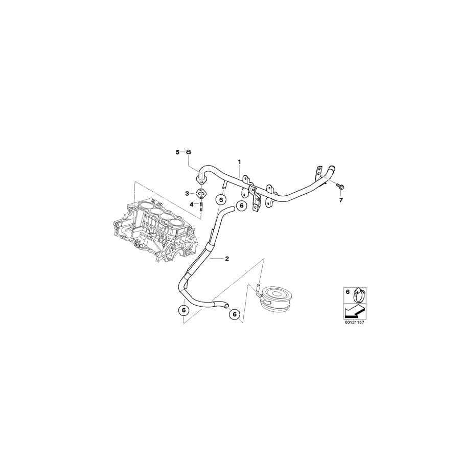Genuine BMW 11537799425 R50 Coolant Line (Inc. One D)
