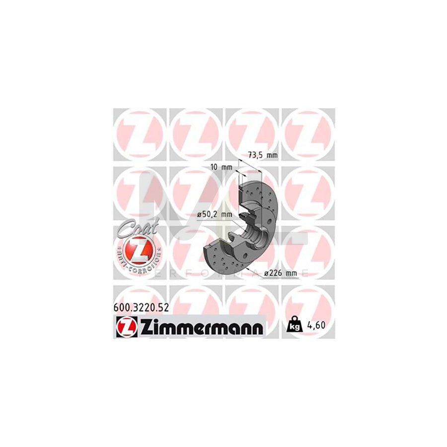 ZIMMERMANN SPORT COAT Z 600.3220.52 Brake Disc Perforated, Solid, Coated, with ABS sensor ring, without wheel bearing - 1 piece