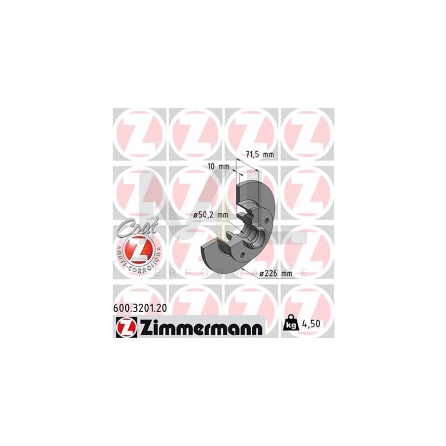 ZIMMERMANN COAT Z 600.3201.20 Brake Disc Solid, Coated, without ABS sensor ring, without wheel bearing - 1 piece