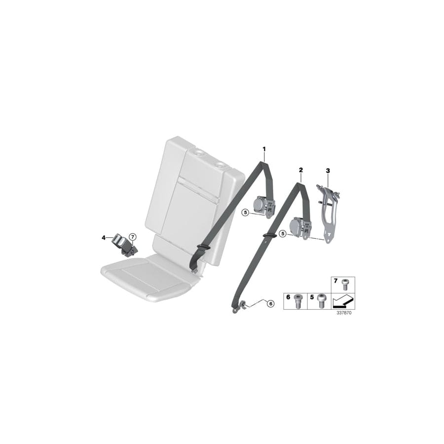 Genuine BMW 72117297125 F15 Lower Strap, Rear (Inc. X5)