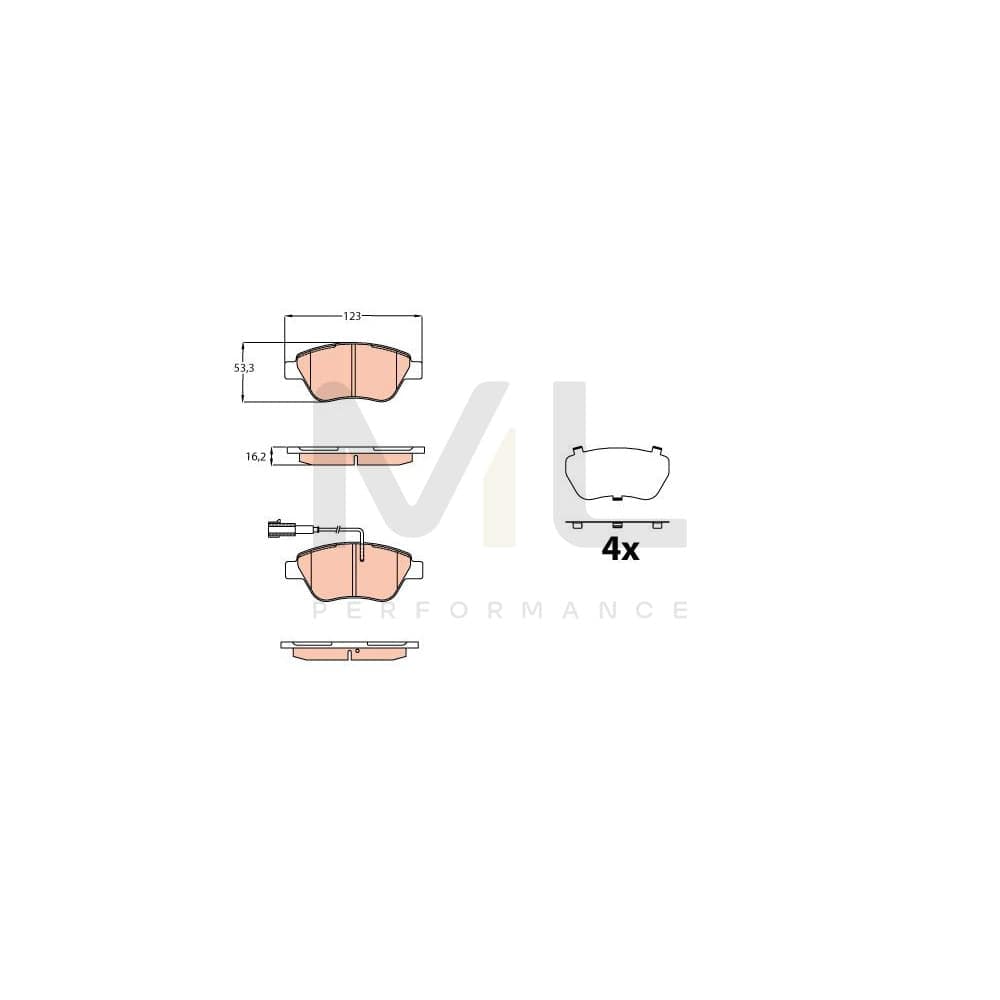 TRW Gdb2164 Brake Pad Set Incl. Wear Warning Contact, With Accessories