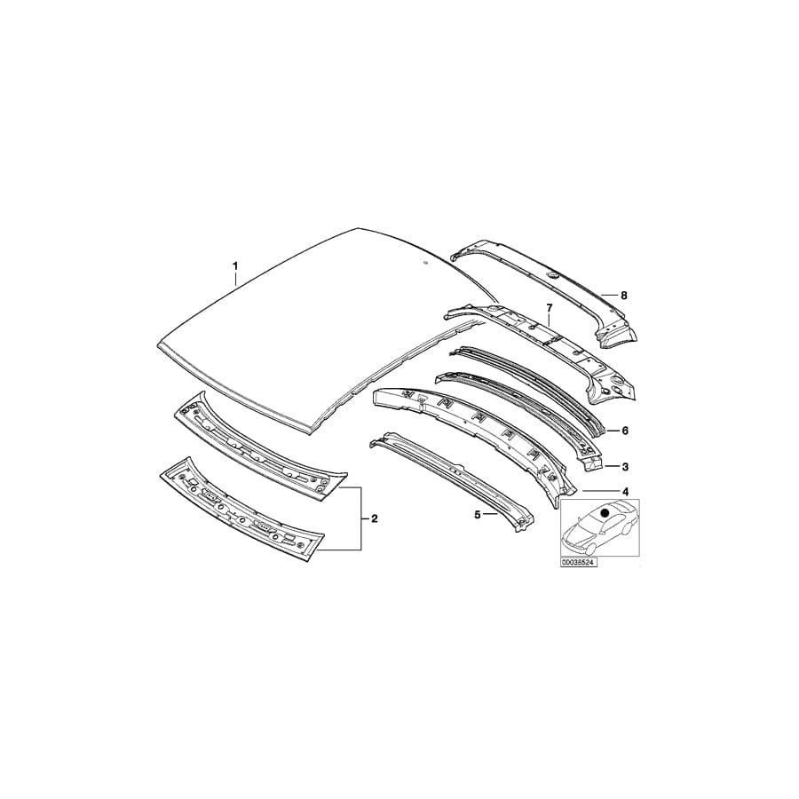 Genuine BMW 41328228248 E46 Rear Window Frame Upper Part (Inc. 330xd, 320d & 323i)