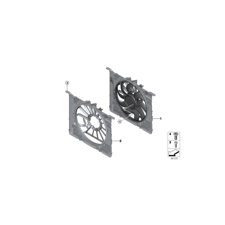 Genuine BMW 17428638431 G31 G32 G12 Fan Cowl With Acoustic Ring 850W (Inc. 740e, 750LiX 4.4 & 750dX)