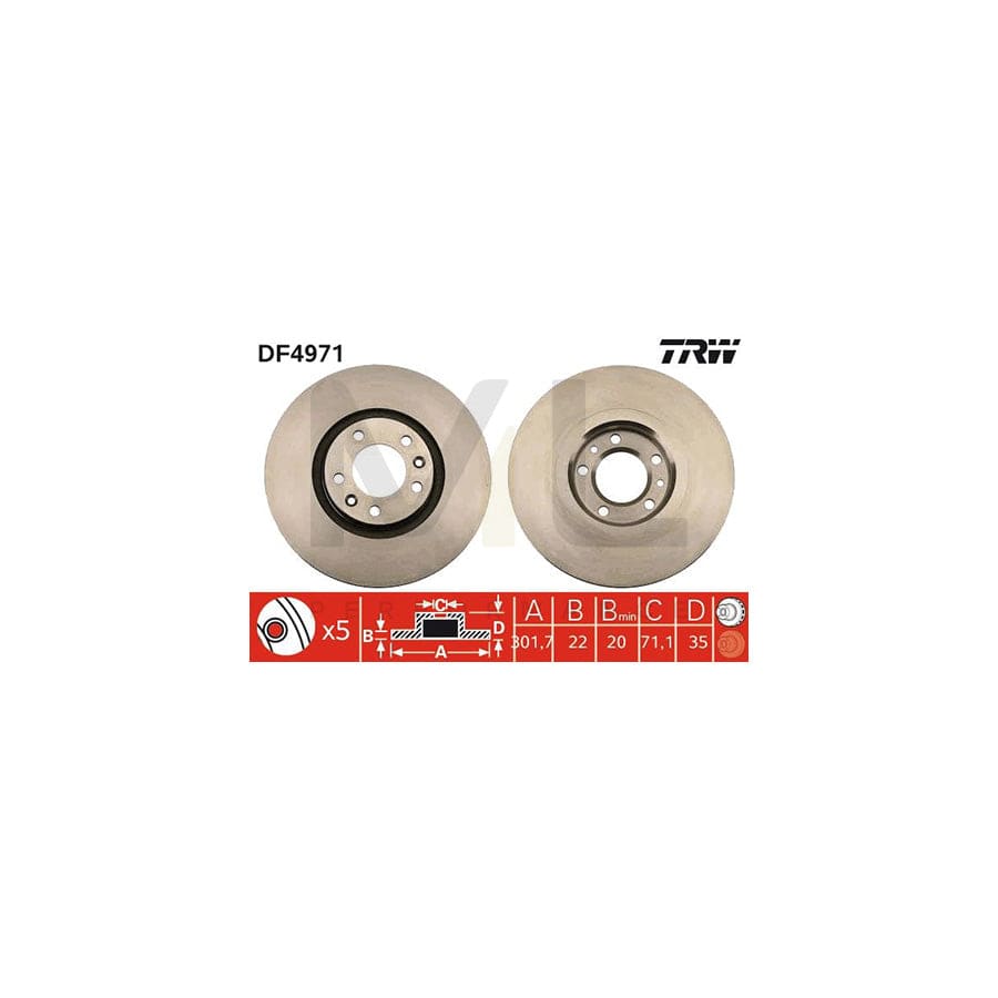 TRW DF4971 Brake Disc for CITRO??? C6 Saloon Vented, Painted - 1 piece