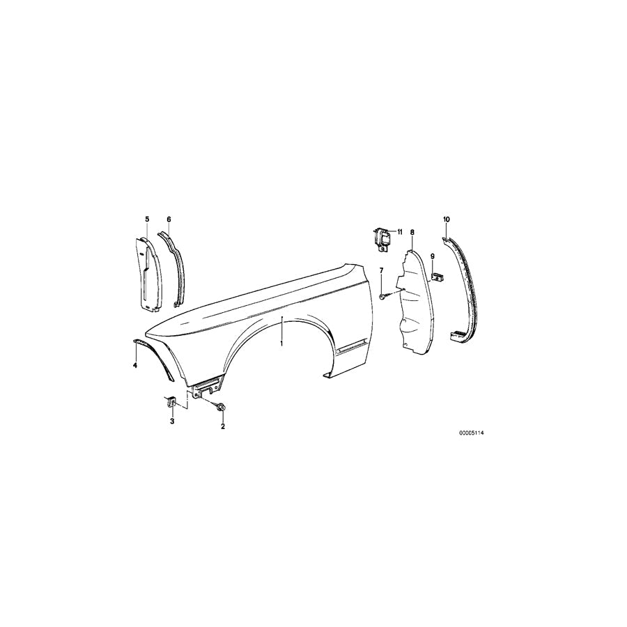 Genuine BMW 51711862022 E23 Cover, Wheell Housing, Front Right (Inc. 735i, 728iS & 745i)