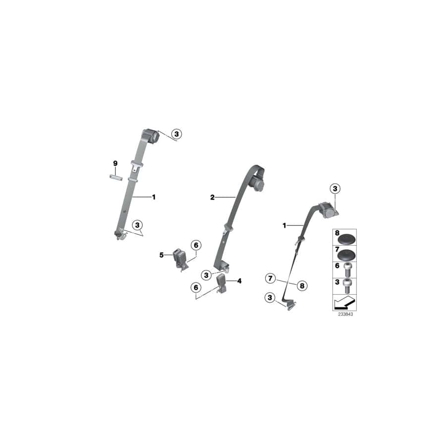 Genuine BMW 72117255924 F25 F26 Lower Strap Right Rear And Center SCHWARZ (Inc. X3)