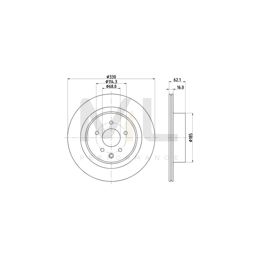 HELLA 8DD 355 133-291 Brake Disc Externally Vented, Coated, without wheel hub, without wheel studs | ML Performance Car Parts