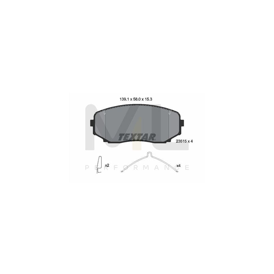TEXTAR 2351505 Brake pad set not prepared for wear indicator, with accessories