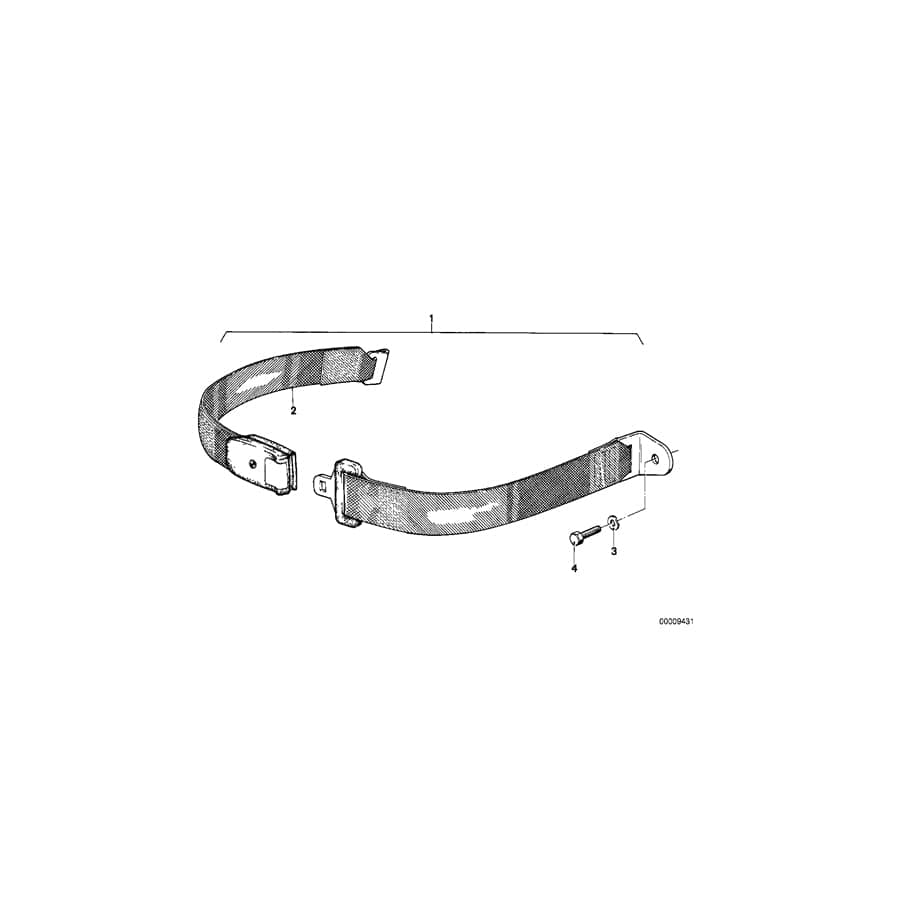 Genuine BMW 72111868996 E21 E12 E23 Lower Strap, Rear AUTOFLUG (Inc. 323i, 733i & 3.0SBav)