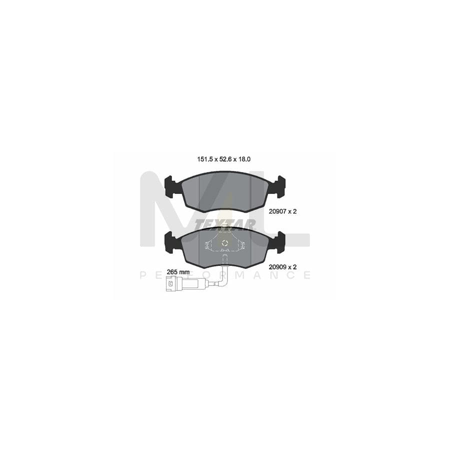 TEXTAR 2090702 Brake pad set with integrated wear warning contact