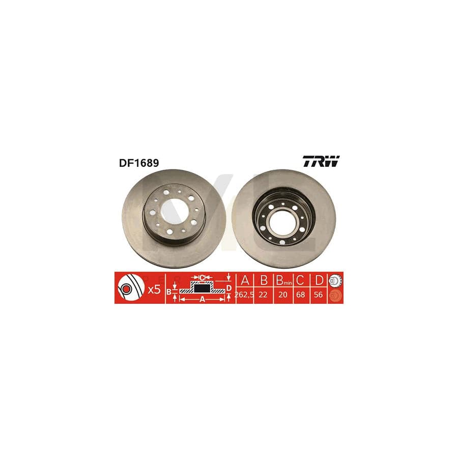 TRW DF1689 Brake Disc Vented, Painted - 1 piece