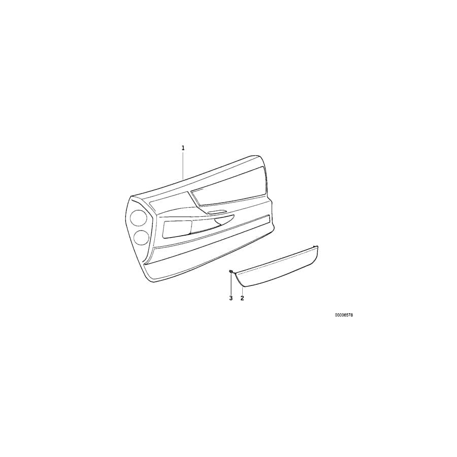 Genuine BMW 51418161827 E31 Door Trim Panel, Front Left 0353 SILB.GR.HE (Inc. 840i, 850Ci & 840Ci)