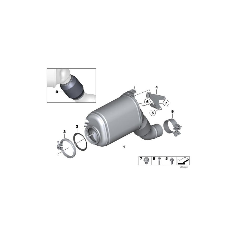 Genuine BMW 18207805775 F30 F16 E93 Holder Catalytic Converter Near Engine (Inc. 730d, 525d & 330d)