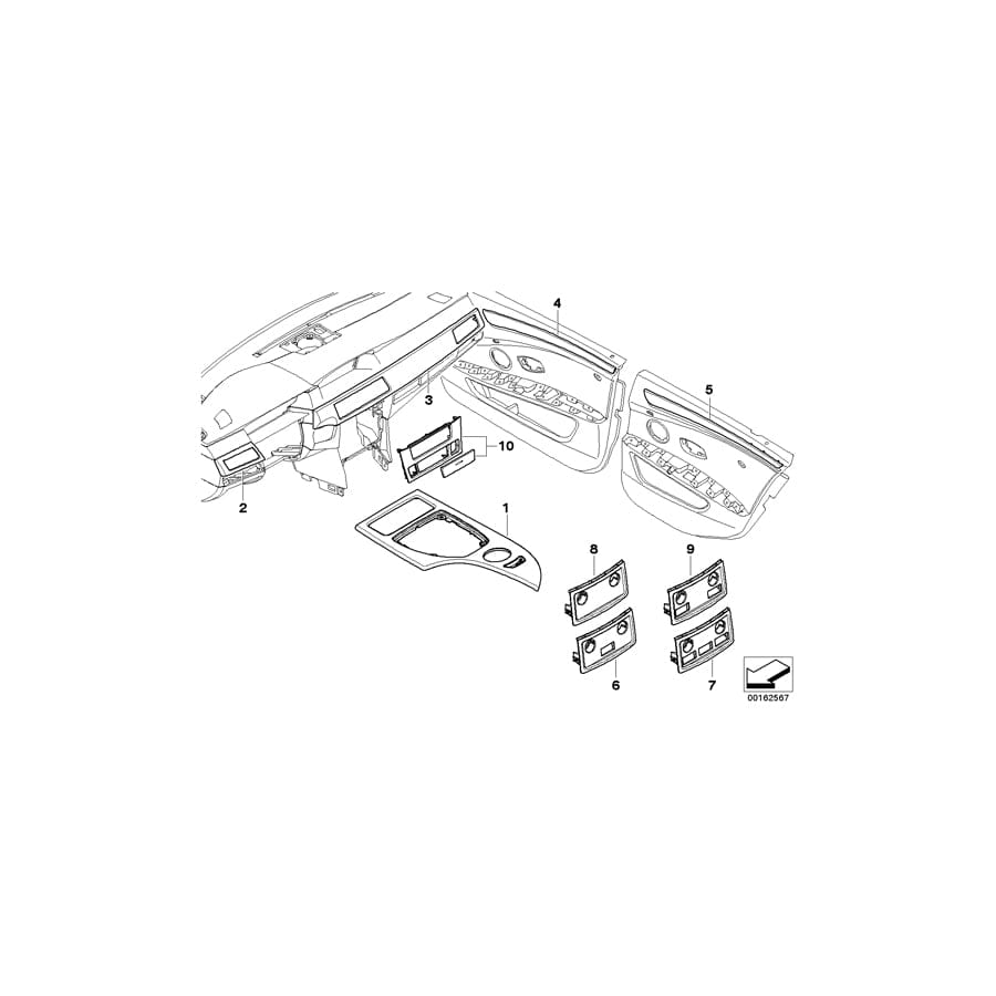 Genuine BMW 51457972131 E61 E60 Set Of Wooden Covers EUKALYPTUS ROT (Inc. 530xd, 535d & 523i)