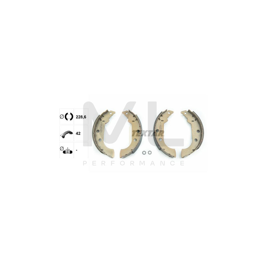 TEXTAR 91038100 Brake Shoe Set without handbrake lever, with accessories