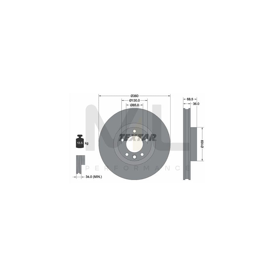 TEXTAR PRO+ 92219505 Brake Disc Internally Vented, Coated, High-carbon, without wheel hub, without wheel studs