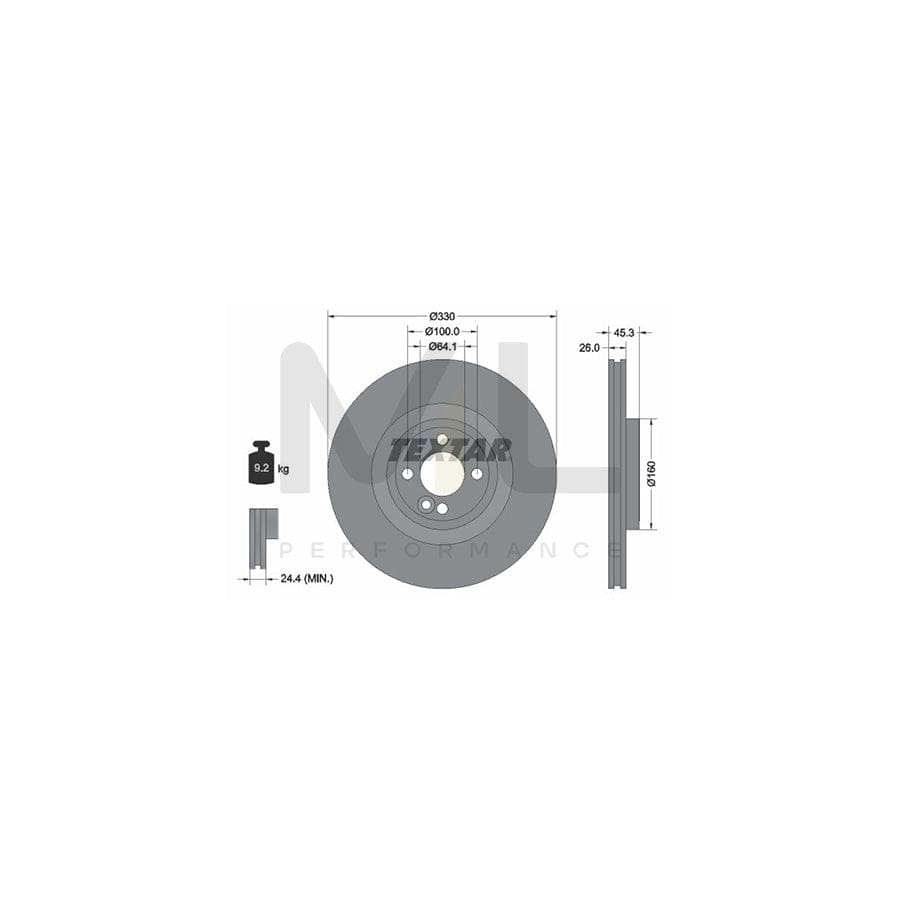 TEXTAR PRO 92275403 Brake Disc for MINI Hatchback (R56) Internally Vented, Coated, without wheel hub, without wheel studs - 1 piece