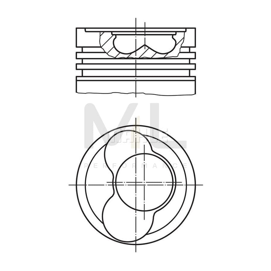 MAHLE ORIGINAL 030 65 01 Piston 79,76 mm, at steering cylinder, Axle stop on frame, with cooling duct, with piston ring carrier | ML Performance Car Parts
