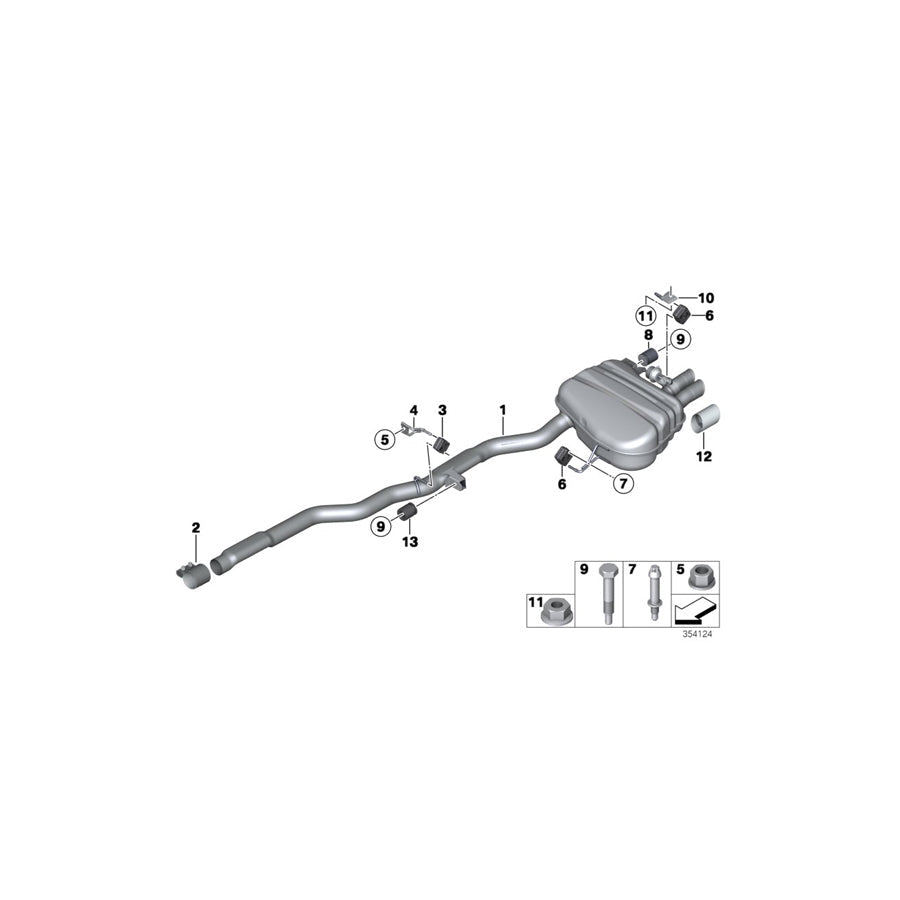 Genuine BMW 18307629933 F10 F11 Bracket, Resonator, Rear Left (Inc. 528iX, 528i & 520i)