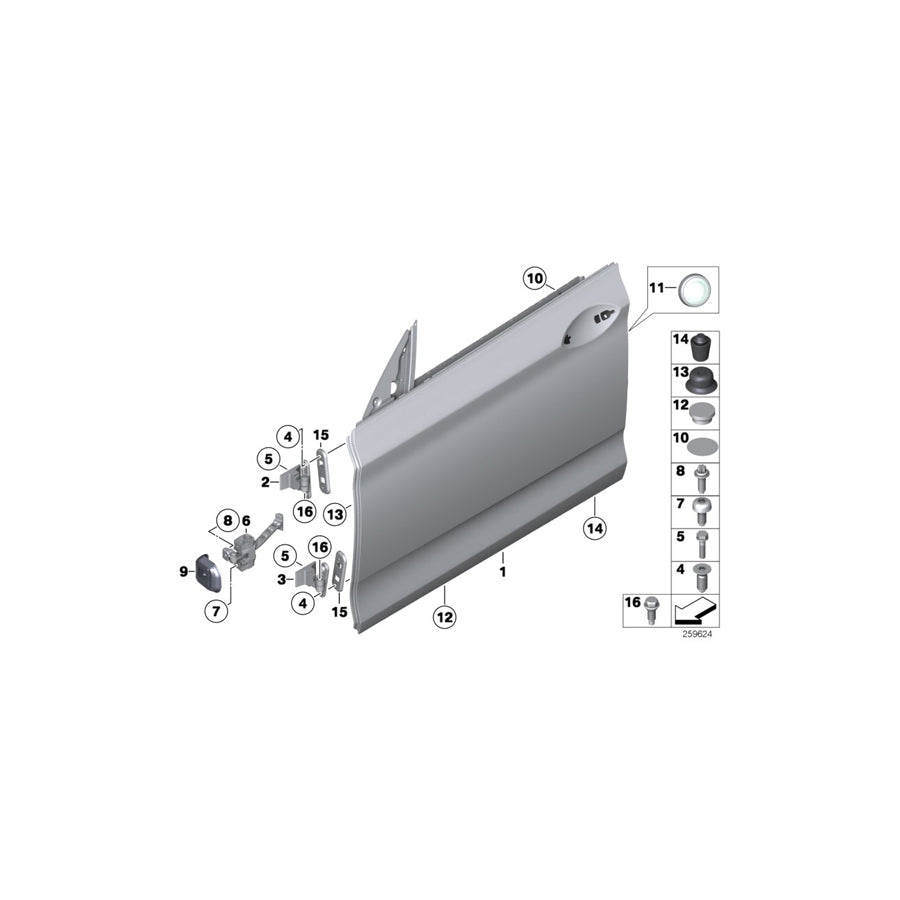 Genuine BMW 51717197876 Crashpad, Door, Front Right (Inc. 550i, 535i & 535iX)