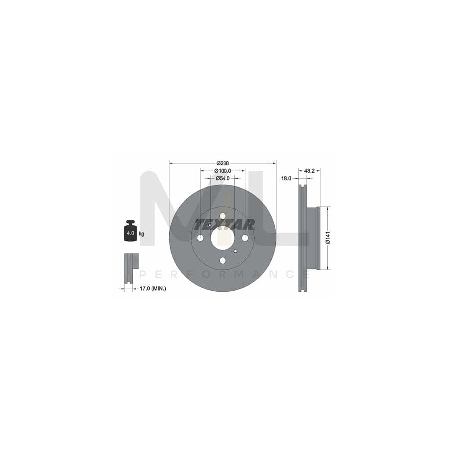 TEXTAR 92055800 Brake Disc Internally Vented, without wheel hub, without wheel studs - 1 piece