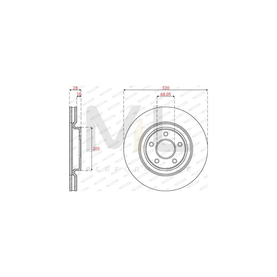 Ferodo DDF2785C-1 Brake Disc Vented, Coated - Pair