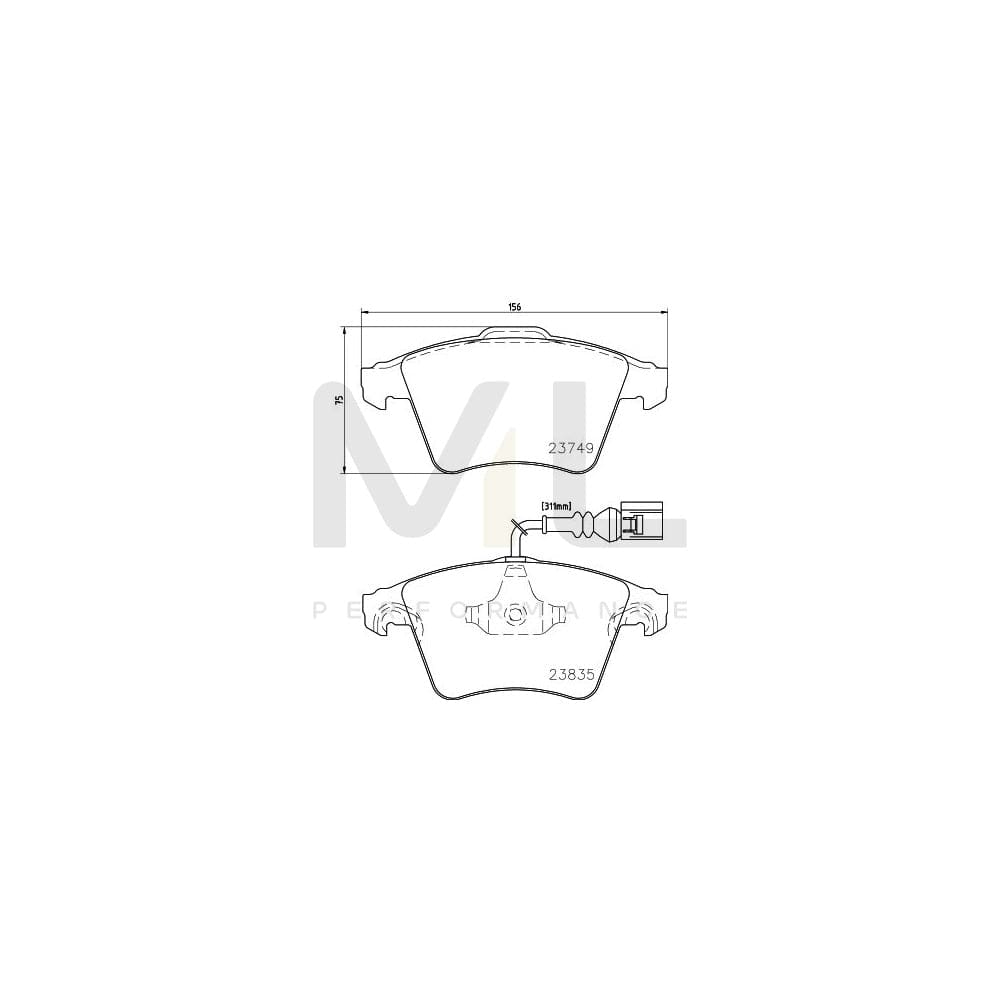 Hella 8DB 355 011-621 Brake Pad Set For Vw Touareg I (7La, 7L6, 7L7) With Integrated Wear Warning Contact | ML Performance Car Parts