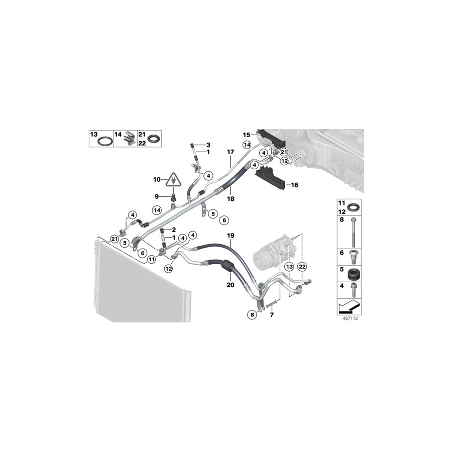 Genuine BMW 64539231047 F12 F06 F13 Pressure Pipe (Inc. 640iX, 740i & 740Li)