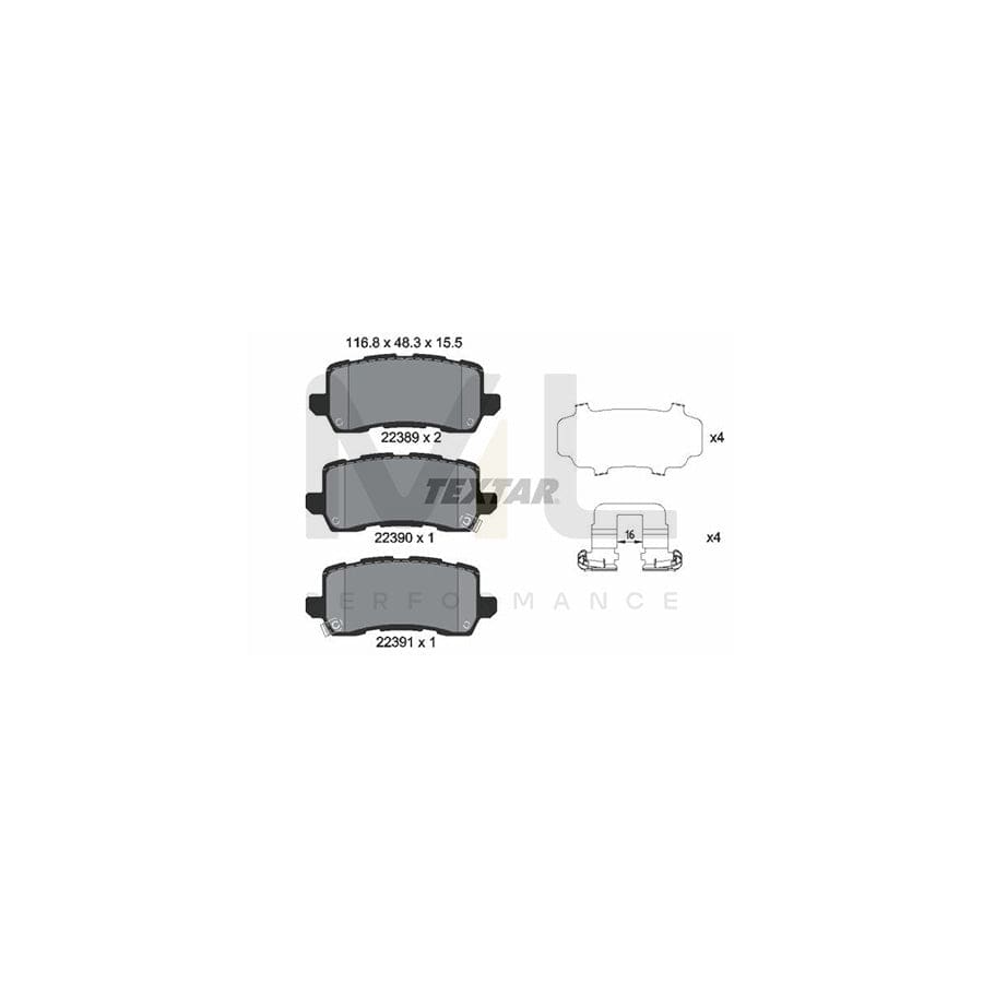 TEXTAR 2238901 Brake pad set for HONDA Odyssey (RL6) with acoustic wear warning