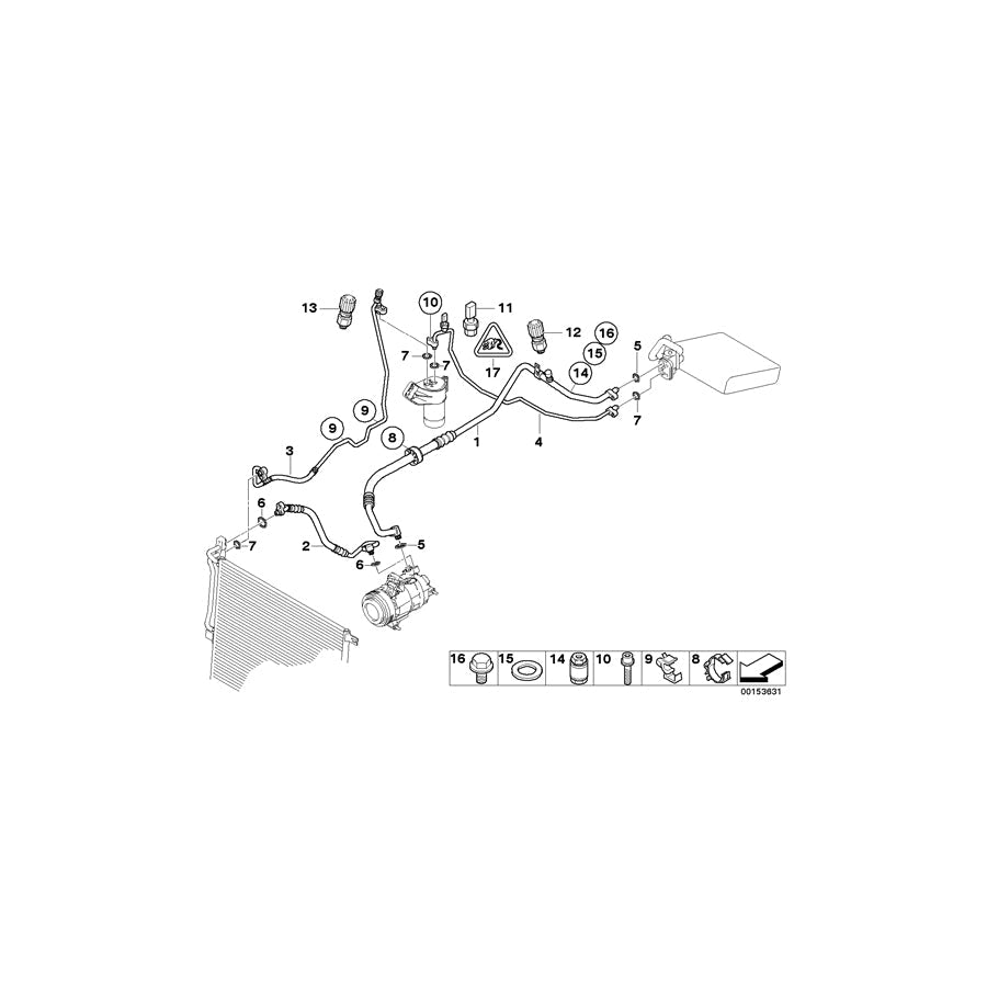 Genuine BMW 64536909237 E85 Dryer-Expansion Valve Pipe (Inc. Z4 2.2i, Z4 2.0i & Z4 2.5i)